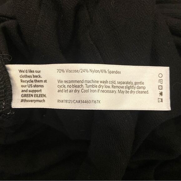 Eileen Fisher Plus Size 1X Black Stretchy Straight Leg Pull-on‎ Pants - Picture 4 of 6